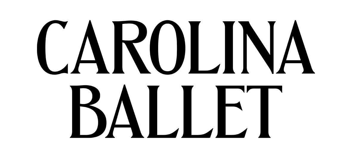 white background with black text logo that says Carolina ballet
