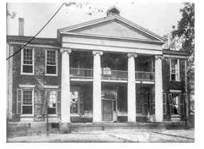 Black and white photo of The Governor’s Palace in Raleigh, NC in 1813 .