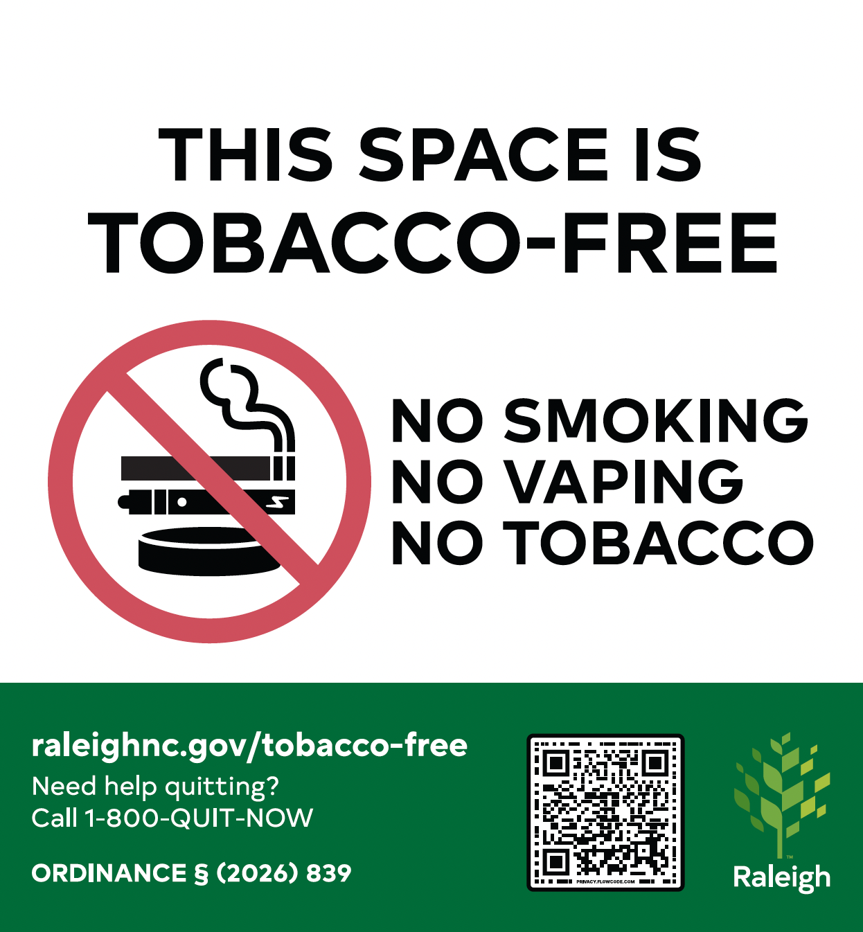 A graphic that says this space is tobacco-free no smoking no vaping no tobacco