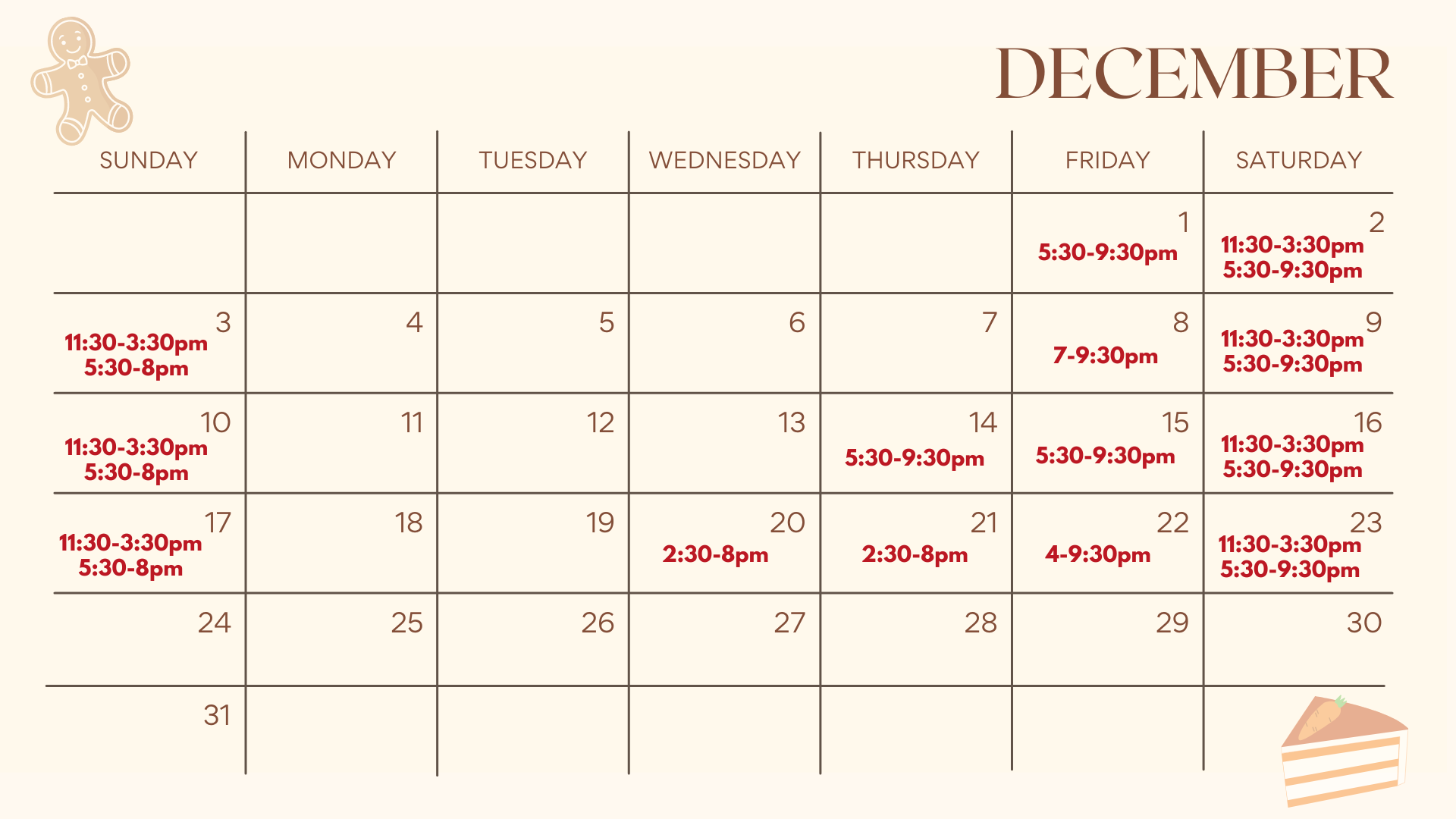 December 2023 calendar
