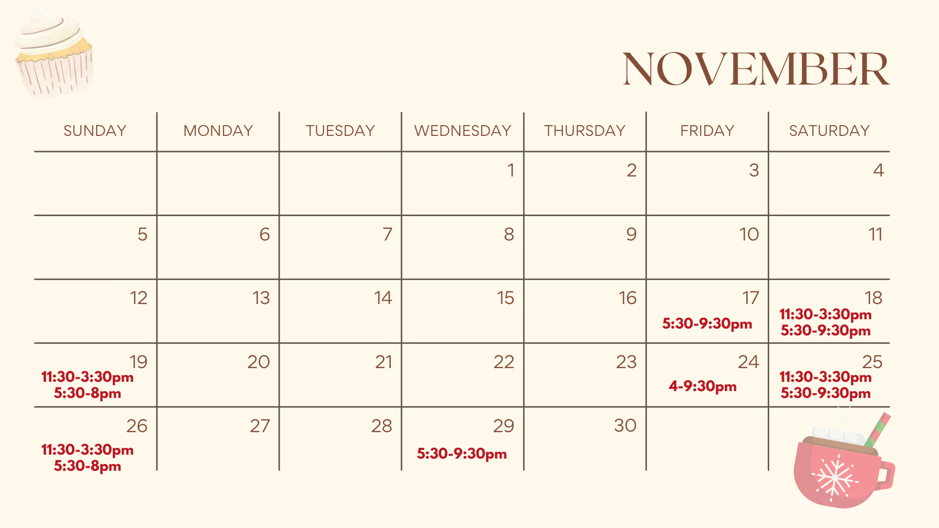 November calendar