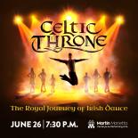 Celtic Throne- Cover photo of 6 background dancers and one main performer leaping center stage