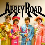 Abbey Road cover art  featuring 4 performers posing for a photo.