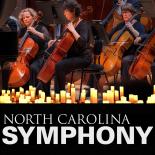 Graphic that says "North Carolina Symphony" and photo of women playing cello