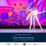 Graphic featuring male and female ballet dancers on candy-themed set