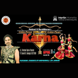 KARNA - Gurukrupa School of Indian Dance promotional flyer shows Indian dance costumes and poses on black background