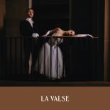 Photograph of a male and a female dancer with text that says, "La Valse"