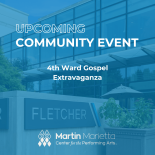 Exterior shot of Fletcher Theater entrance with a blue hue overlay