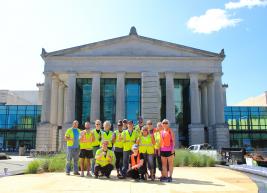 Our team at the Martin Marietta Center standing in newly created garden on Lichtin Plaza 