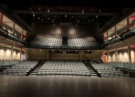 A view of A.J. Fletcher Opera Theater from the stage looking into the audience