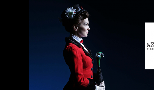 a photo of Mary Poppins from the nc theatre performance the nc theatre logo is also shown on the right